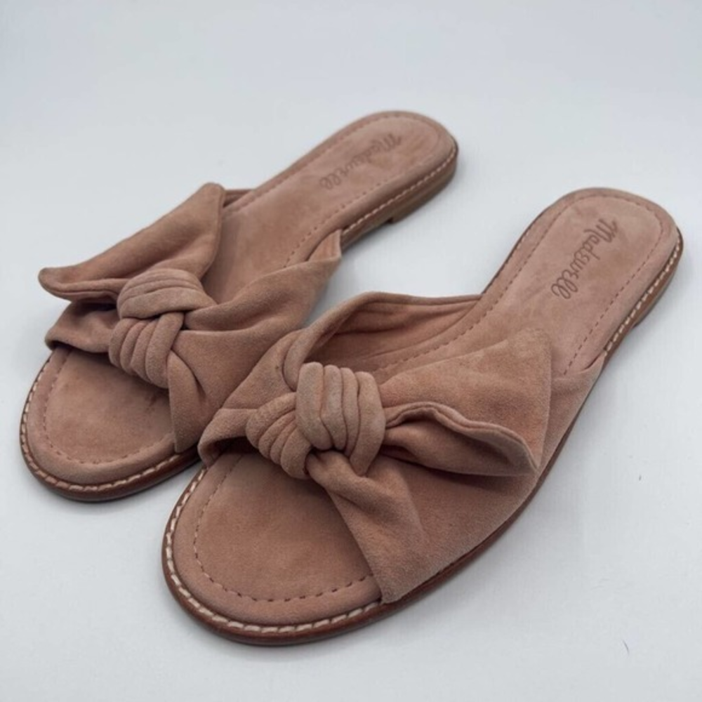 Slide Sandals with Knot Detail in Taupe - Madison